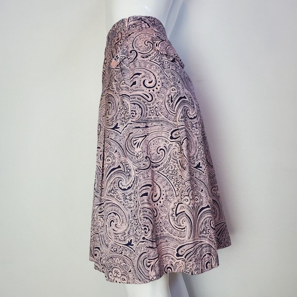 Liz Claiborne Pink Navy Paisley Silk Pleated Skirt